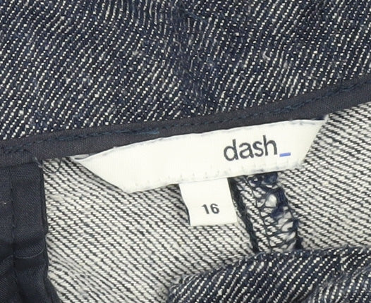 Dash Women's Blue Cropped Linen Trousers, Size 16