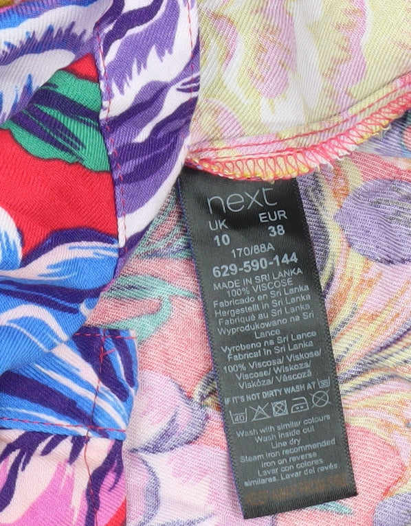 Next Women's Multicoloured Floral Belted Shirt Dress - Size 10