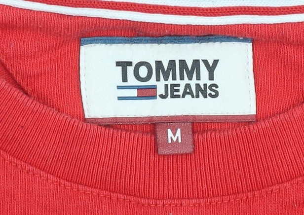 Tommy Jeans Men's Red M Crew Neck Logo T-Shirt