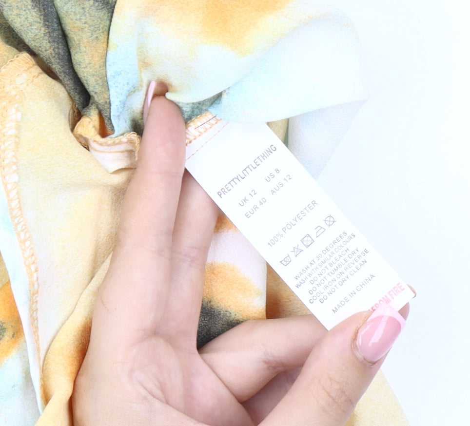 PrettyLittleThing Women's Multicoloured Tie Dye Skirt Size 12