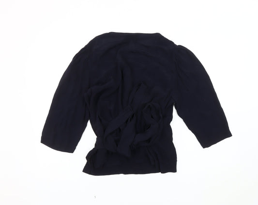 Womens UK Size 12 Editor's Cut Black Wrap Blouse