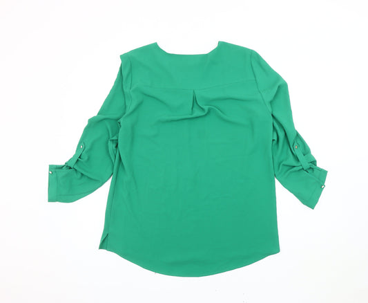 M&Co Women's Green V-Neck Blouse Size 12
