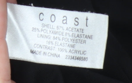 Coast Women's Black Long Dress 8 V-Neck Formal Elegance