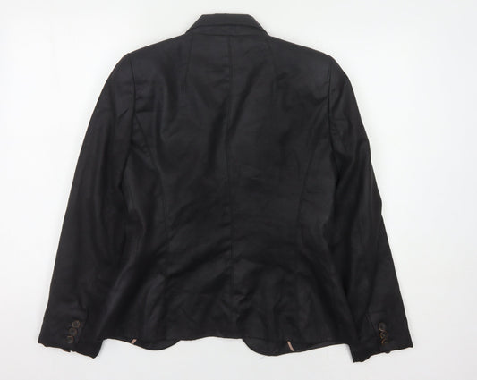 Zara Basic Black Women's Blazer L Woven Polyester