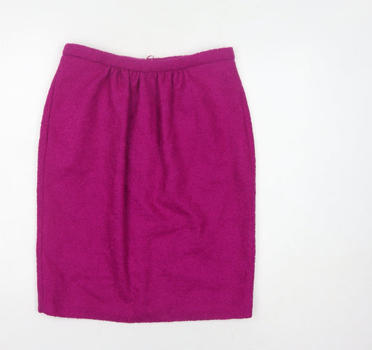 Additional front view of L.K. Bennett Women's Purple Wool Pencil Skirt, size 12