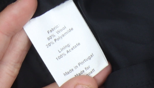 Brand and care label for L.K. Bennett Women's Purple Wool Pencil Skirt, size 12