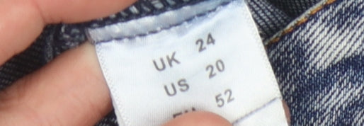 Simply Be Women’s Blue Acid Wash Mom Jeans Size 24