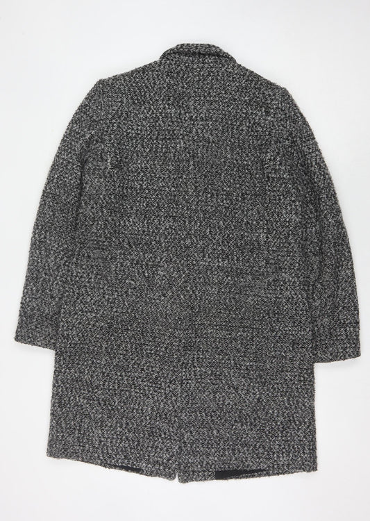 French Connection Women's Grey Tweed Long Overcoat, L