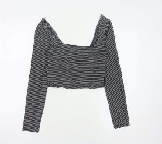 Womens UK Size 12 Miss Selfridge Black Cropped T-Shirt