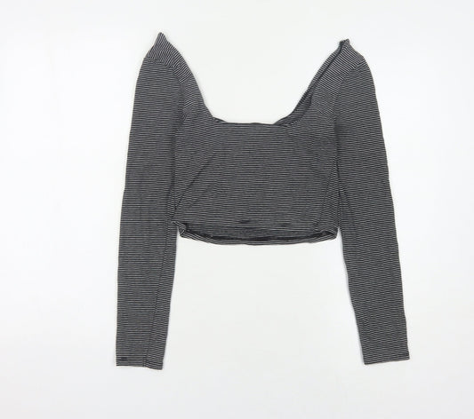 Womens UK Size 12 Miss Selfridge Black Cropped T-Shirt