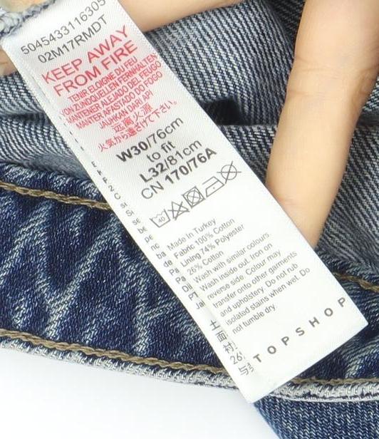 Topshop Women's Blue Distressed Mom Jeans Size 10