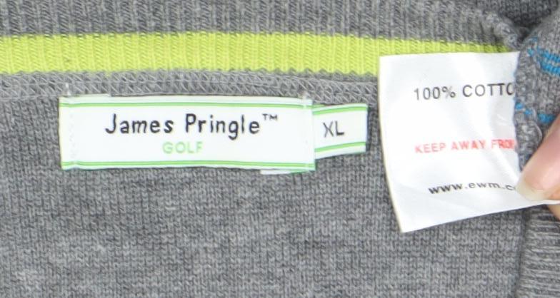 James Pringle Men's Grey Striped XL Pullover Jumper