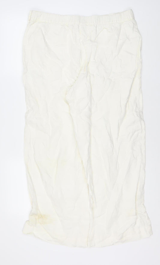 Monsoon Women's White Linen Buttoned Trousers L