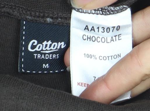 Cotton Traders Men's Brown Long Sleeve Polo Shirt M