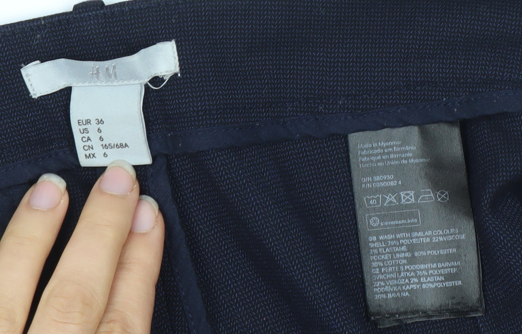 Womens UK Size 8 H&M Regular Fit Casual Blue Trousers