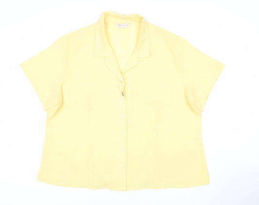 Bonmarché Women's Yellow Button-Up Shirt - Size 14