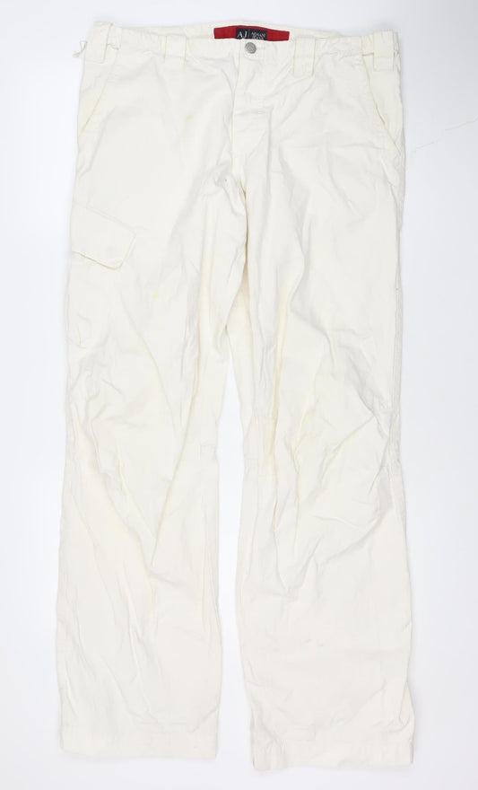 Mens UK Size 36 AJ Arma Kani Slim Fit Straight Ivory Jeans