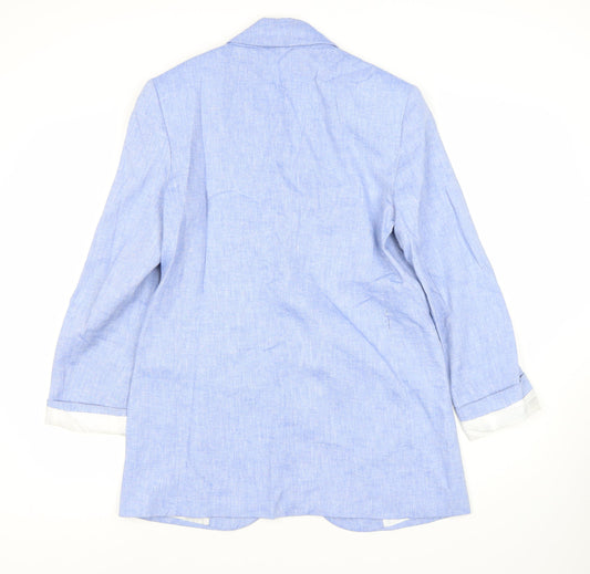 Zara Women's Blue Linen Blazer 2XS