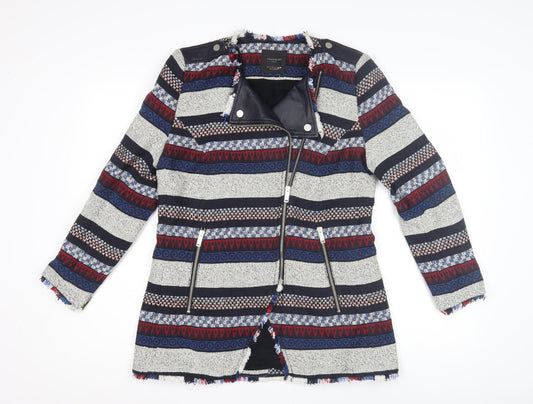 Womens UK Size L Zara Multicoloured Biker Coat