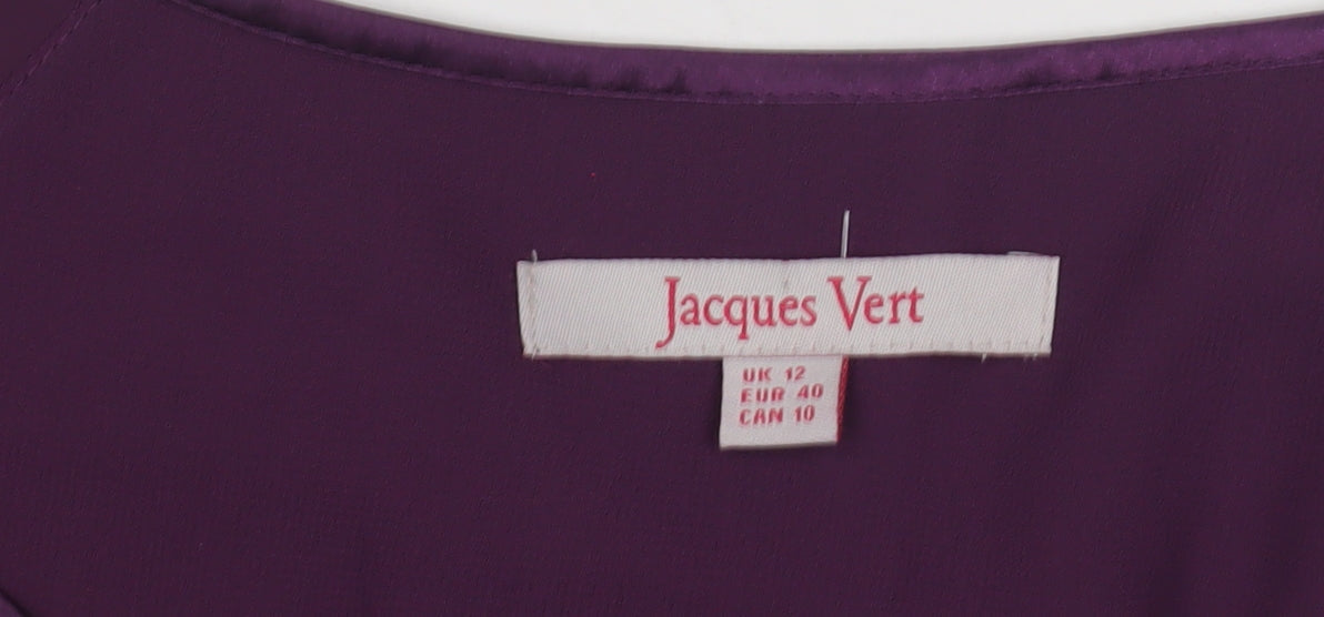 Jacques Vert Women's Purple Blouse, Size 12, Short Sleeve
