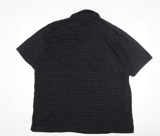 Jacamo Men's 2XL Black Striped Short Sleeve Polo