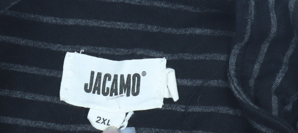 Jacamo Men's 2XL Black Striped Short Sleeve Polo