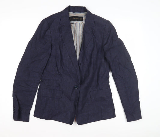 Womens UK Size M Zara Basic Blue Basic Jacket