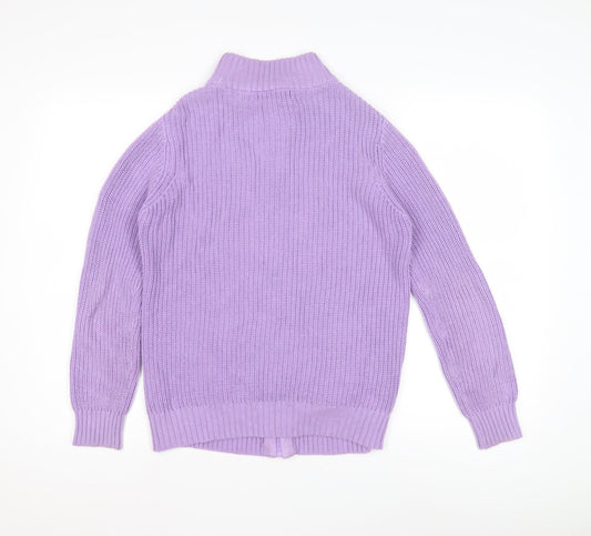 Womens UK Size S Isle Essentials Purple Full Zip Jumper