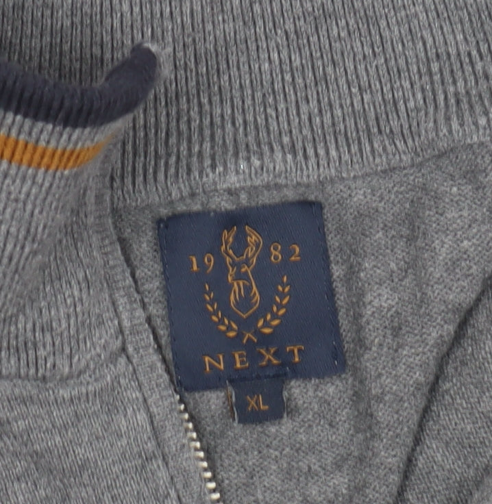 Next Men's Grey XL Full Zip Jumper High Neck