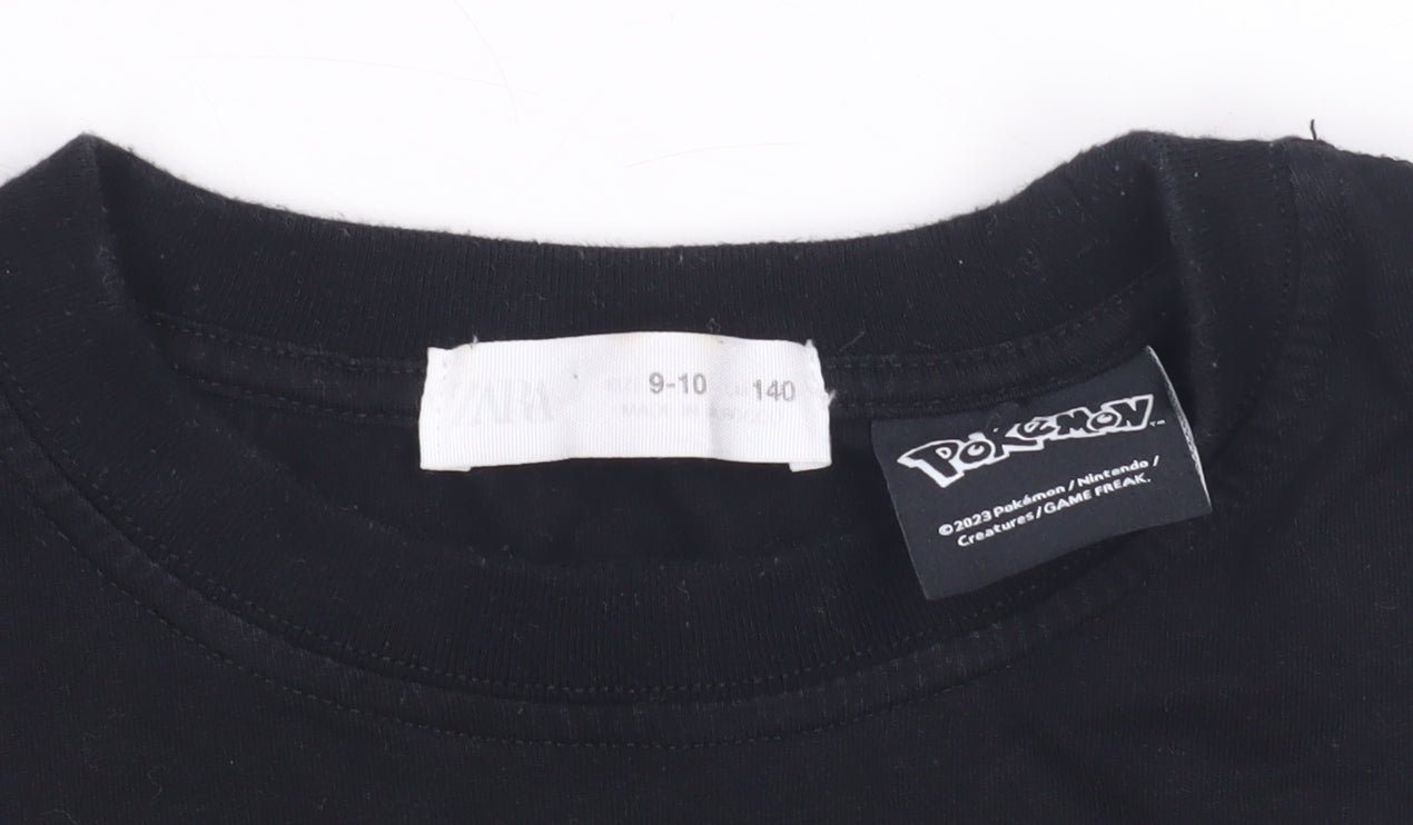Zara Pokémon Kids Black T-Shirt, Pikachu Graphic, Size 9-10