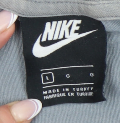 Nike Men's Grey T-Shirt Large - Casual Short Sleeve Cotton