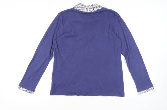 Damart Women's Blue V-Neck Cotton Top, Size M, Long Sleeve