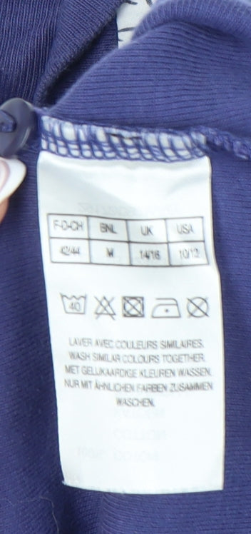 Damart Women's Blue V-Neck Cotton Top, Size M, Long Sleeve