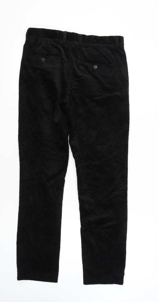 H&M Men's Black Corduroy Slim Trousers Size 30