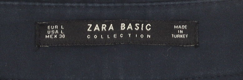 Womens UK Size L Zara Basic Regular Fit Casual Blue Trousers