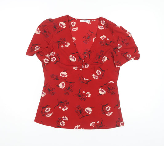 Womens UK Size S Mango Red Tunic Blouse