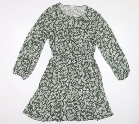 Old Navy Women's Green Floral Long Sleeve Dress