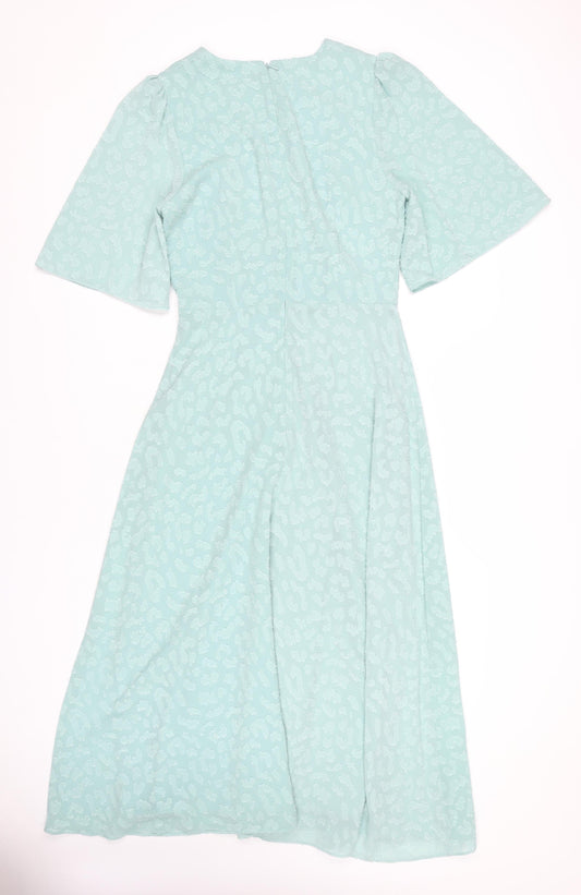 Marks and Spencer Women's Green Ruched Dress Size 8