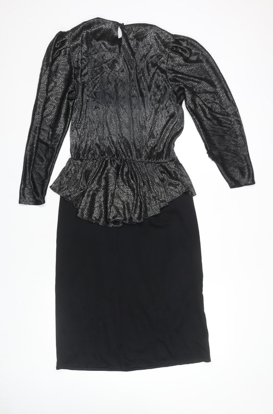 C&A Women's Black Peplum Cocktail Dress, Size 12