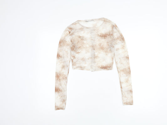 Boohoo Women's Multicoloured Cropped Tie-Dye Top Size 8