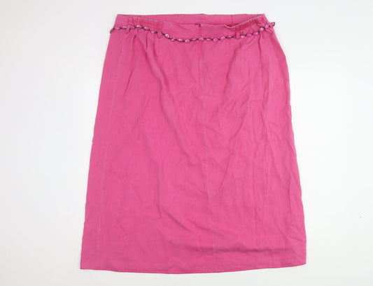 Ann Harvey Women's Pink Midi Skirt with Beaded Accents