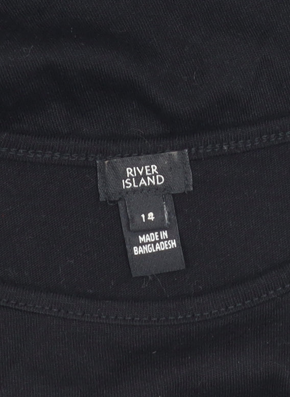 River Island Women's Black Bodycon Midi Dress Size 14