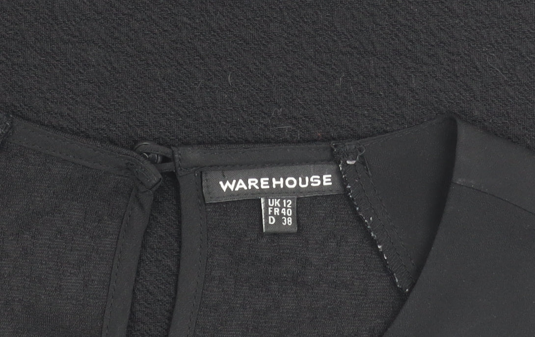 Womens UK Size 12 Warehouse Black Basic Blouse