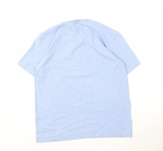 Lacoste Men's Blue T-Shirt, Size S, Cotton, Crew Neck