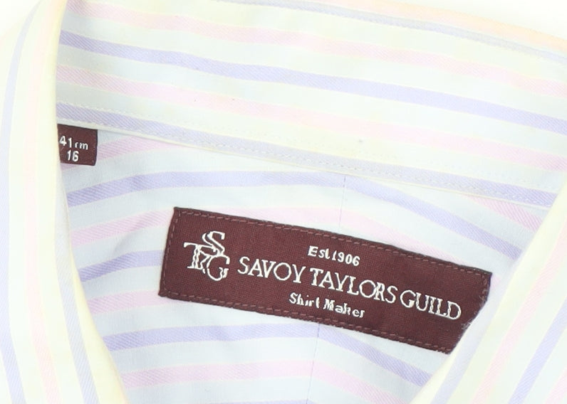 Savoy Taylors Guild Men's Multicoloured Striped Shirt - Size 16