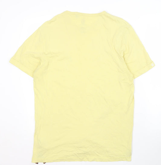 Luke Men's Yellow Crew Neck T-Shirt, Size L, Logo Accent