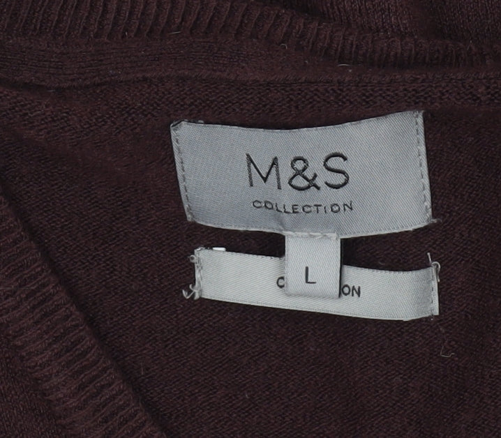 Marks and Spencer Men's Purple Jumper, Size L, V-Neck