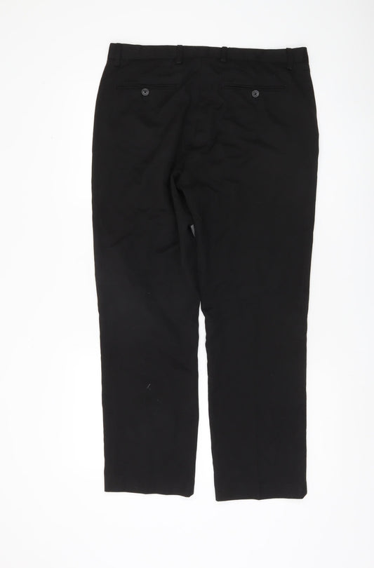Mens UK Size 34 S Burton Menswear Regular Fit Dress Pants Black Trousers