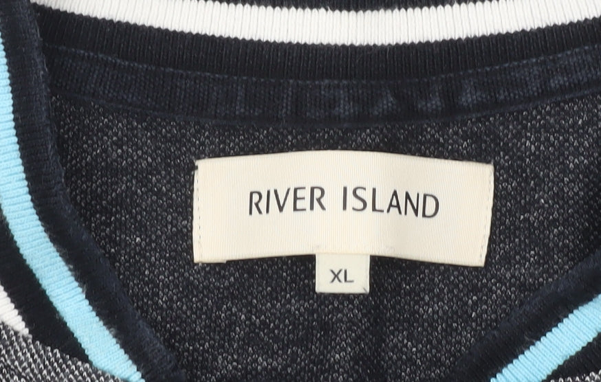 River Island Men's Grey Polo XL