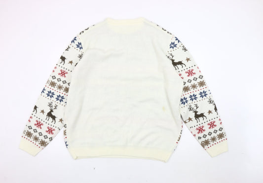 Cotton Traders Men's Ivory Christmas Pullover, 2XL, Knit